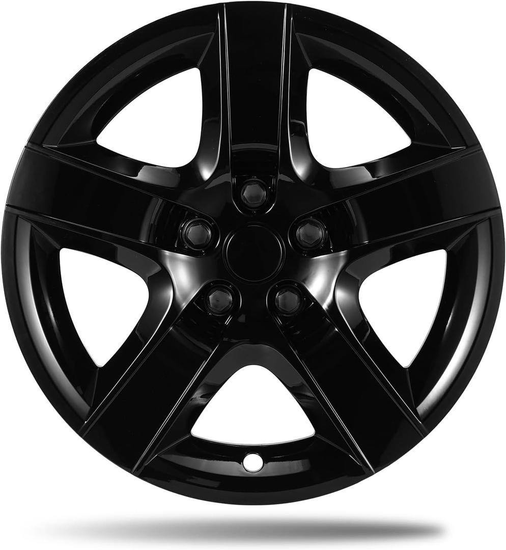17 Inch Black Wheel Covers for 2008-2012 Chevrolet Malibu LS, Fits 17" OEM Steel Wheel 9597624, Direct Replacement 9596923 & 9596921, Snap-On ABS Hubcaps, 4-Pack