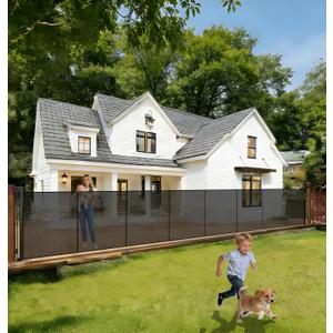 240'' Extra Wide Retractable Baby Gates for Large Opening, 42" Tall Retractable Dog Pet Gate with Support Rods, Long Mesh Screen Child Safety Gate for Garage Doorways Deck Stairs Yard Outdoor Indoor