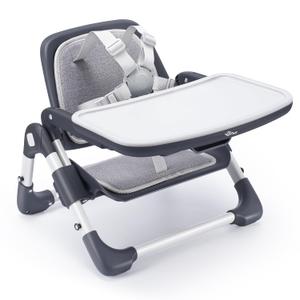 Bear Booster Seat for Kitchen Chairs, Portable High Chair for Babies 624 Months, Adjustable 3-Level Foldable Booster with Removable Tray, Ideal for Home, Outdoor, Camping and Travel