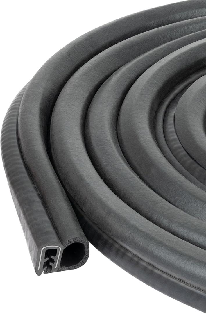 5 x Door Rubber Strip Small Bulb 9/16" Bulb Diameter x 0.039"-9/64" Grip Range x 35/64" U Height (10 Feet)