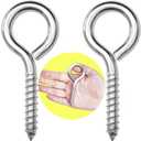 2Pcs Self Tapping Eyelet Screw Eye Bolt4 Inch Heavy Duty Screw Eyes Hooks M8 Wooden Large Screw Eye HookLoad Capacity 500 Lbs for Hammock YogaHeavy Indoor Outdoor Uses (2, M8-4 INCH)