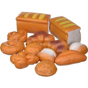 12 PCS Fake Bread Pastries Set, Life Sized Plastic Pretend Play Food Toy Kids Bakery Grocery Kitchen Playset