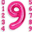 SUWEN 40 Inch Hot Pink Large 9 Number Balloons Big Foil Helium Number Balloons 0-9 Jumbo Happy 9th Mylar Birthday Party Decorations for Girl Anniversary Party Supplies