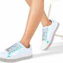 LUCKY STEP Women's Platform Glitter Sneakers | Sparkly Bling Shiny Dressy Bedazzled Wedding Bridal Fashion Walking Shoes (White, US 8.5)