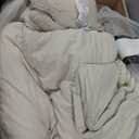 Bedsure King Size Comforter Set Beige, Boho Tufted Bed Set, Checkered Farmhouse-Style Distressed Vintage Bedding, 3 Pieces, 1 Plaid Geometric Comforter and 2 Pillow Shams