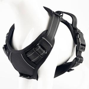 No Pull Dog Harness, Reflective Comfortable Vest Harness with Front & Back Easy Control Handle Adjustable Soft Padded Pet Vest for Small to Large Dogs (Large,Black)