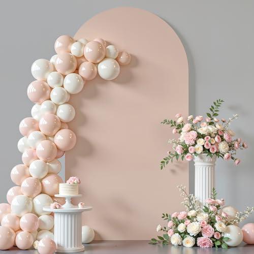 7.2 ft Arch Backdrop Cover Nude Blush - Double-Sided Spandex Arch Covers Stretchy Backdrop for Balloon Arches Birthday Party Baby Shower Banquet Wedding Photo Background