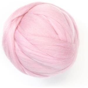 Colored Natural Wool Roving, 8 OZ. Best Wool for Needle Felting, Wet Felting, Handcrafts and Spinning (Baby Pink)