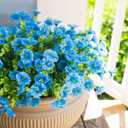 HyeFlora Artificial Fake Outdoor Flowers Plants for Spring Summer Decor, 12 Bundles Outside Silk Blue Morning Glory UV Resistant Look Real Faux Flowers for Front Door Patio Porch Yard Window Balcony