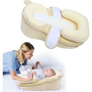 Baby Feeding Pillow, Anti Overflow Feeding Pillow for Reducing Spit-Up, Safety Nursing Pillow, Baby Lounger Reflux Wedge Breastfeeding, Removable top and Bottom Yellow