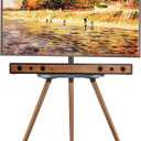Tripod Easel TV Stand for 43 to 65 Inch LCD LED OLED Screen, Height Adjustable and Swievel TV Stand, Portable Corner TV Floor Stand with Wooden Tray, VESA 400x400mm, Minimalist Black Walnut