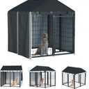 Outdoor Dog Kennel Cover,Full Coverage for 4.2'Dx4.2'Wx4.5'H Dog Cages,600d Heavy Duty Waterproof Large Dog Kennel Cover,(Cover Only) Black