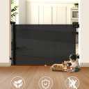 Retractable Baby Gate - 55" Wide Mesh Pet Gate with Anti-Crawling Hook, Safety Lock, One-Hand Operation, 34" Tall Baby Gate for Stairs, Doorways, Hallways, Garage, Indoor Outdoor, Black