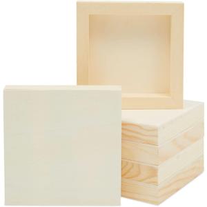 Bright Creations 6 Pack Unfinished Wood Canvas Boards for Painting, Blank Deep Cradle 5x5 Panels for Art Projects (0.85 in Thick) - Wooden Boards for Crafts - Art Canvas Block