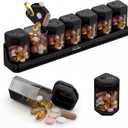 Mossime Large Weekly Pill Organizer 1 Time a Day, BPA-Free Pill Dispenser, 7 Day Removable Pill Box with Silicone Lids, Spill Proof Travel Case for Vitamins, Supplements & Medication (Black)