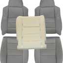 Driver & Passenger Side Bottom & Top Lean Back Seat Covers & Driver Foam Cushion Replacement Medium Flint Gray Compatible with Ford F250 F350 F450 F550 Lariat 2002 2003 2004 2005 2006 2007