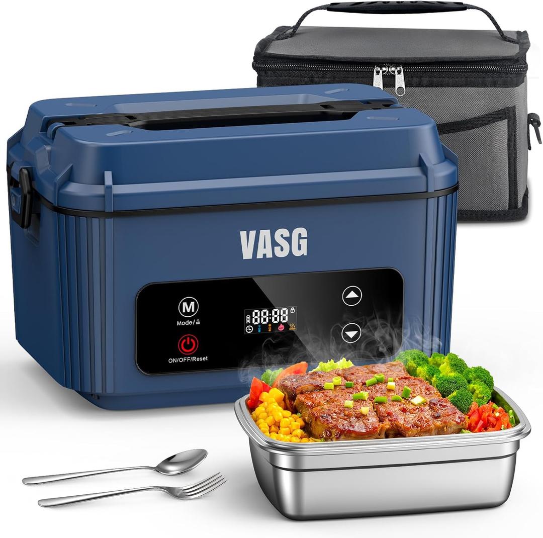 VASG 2026 Upgraded Cordless Heated Lunch Box for Adults, XXL 5.1-Cup Electric Lunch Box with 360 Surround Rapid Heating