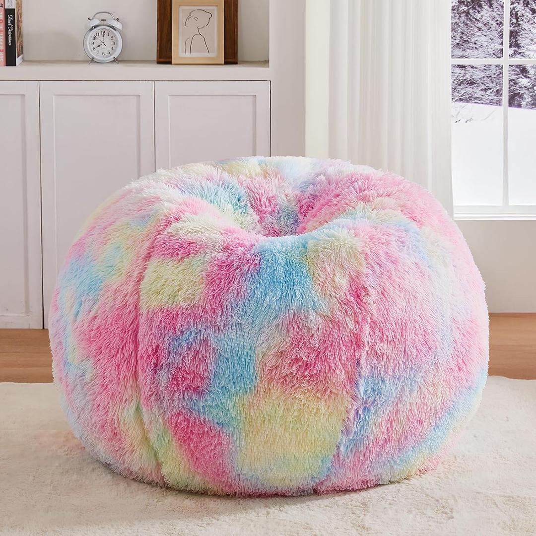 Rainbow Bean Bag Chair, Luxurious Floor Sofa with Memory Foam Filler, 32 Inches