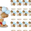 Canlierr Baby Shower Table Centerpiece Decor 144 Pcs Balloons Wooden 9-10in Rounds Circles Slices with Stick DIY Craft Birthday Wedding Gender Reveal Bear Party Table Decorations(Brown and Blue)