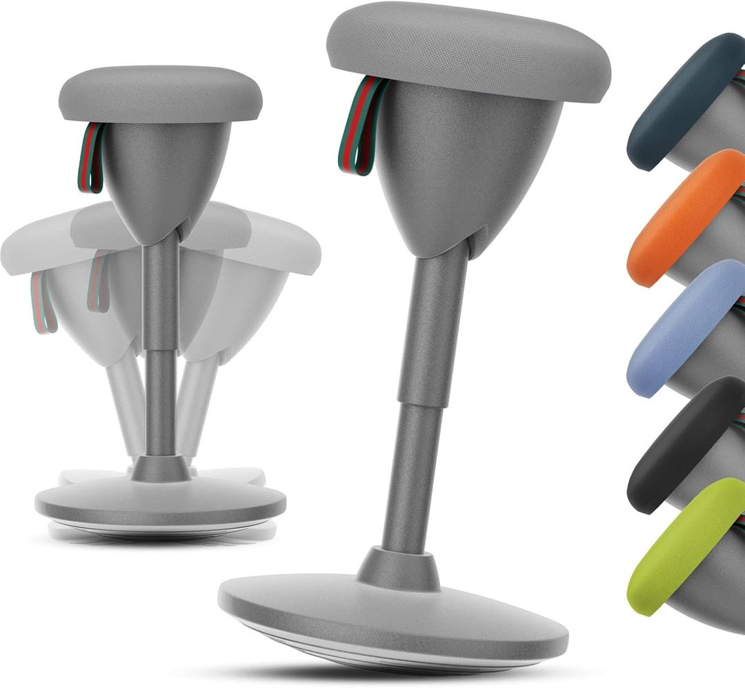 Wobble Stool Standing Desk Stool, Adjustable Height Standing Desk Chair for Office Desks and Classrooms, 360 Balance Stool with Rocking Motion, Non-Slip Base, Portable Stools (Light Grey)