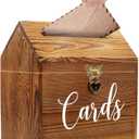 Card Box Wedding Card Box for Reception, Vintage Large Wedding Gift Card Holder Box with Heart Lock, Big Wedding Card Envelope Holder Box with Lid Wood Card Box for Wedding Party (Size 5)