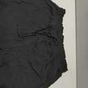 Womens Summer Linen Shorts Wide Leg High Waisted Ruffle Draswtring Beach Flowy Shorts with Pockets (Black, L)