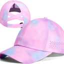 Girls Criss Cross Ponytail Hat Mesh Baseball Cap Kids Quick Dry Ponycap Hats Outdoor Summer Sports Hat Age 7-12