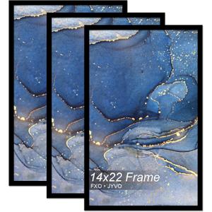 14x22 Picture Frame Set of 3, Black Frame for 14 x 22 Inch Picture Poster Photo, Light Weight and High Transparent 14 by 22 Frame for Wall - 3 Pack/Black/14 x22