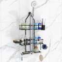 Shower Caddy Hanging Upgraded Adjustable Rustproof Shower Caddy Shower Organizer for Over Handheld or Fixed Shower Heads with Hooks Soap Holder Toothbrush Holder