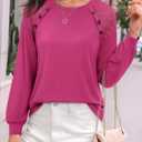 siliteelon Lace Long Sleeve Tops Dress Shirt Womens Crew Neck Loose Dressy Blouse Business Casual Work Summer 2026 Hot Pink (Pink, L)