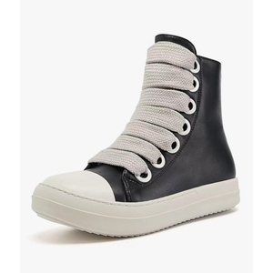 IMPREMEY Women's High Top Sneakers Lace Up PU Leather Shoes with Thick Soles and Zipper, Fashionable Walking Shoes 10.5