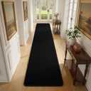 Runner Rug for Hallway, 2x10 Feet Non-Slip Washable Black Long Area Rug Runners for Hallways Bedroom, Soft Modern Comfy Memory Foam Runner Rugs Indoor Carpet for Kitchen Entrance Living Room
