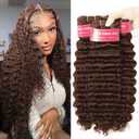 Deep Wave Human Hair Bundles 14 16 18 Inch 100% Unprocessed Raw Brazilian Curly Bundles Human Hair Color 4 Bundles Human hair for Women