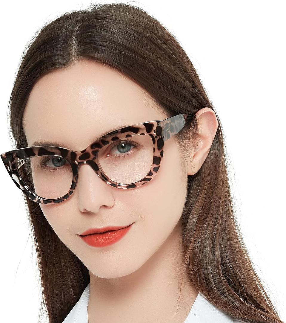 MARE AZZURO Retro Cat Eye Reading Glasses Women Large Frame Readers 1.25  (Leopard)