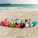 Home Queen Beach Cup Holder with Pocket, Sand Coaster Cups for Beverage, Phone, Drink, Beach Accessories for Vacation, 8 Pack (Teal/Blue/Sage/Orange/Pink/Navy/Red/Light Pink)