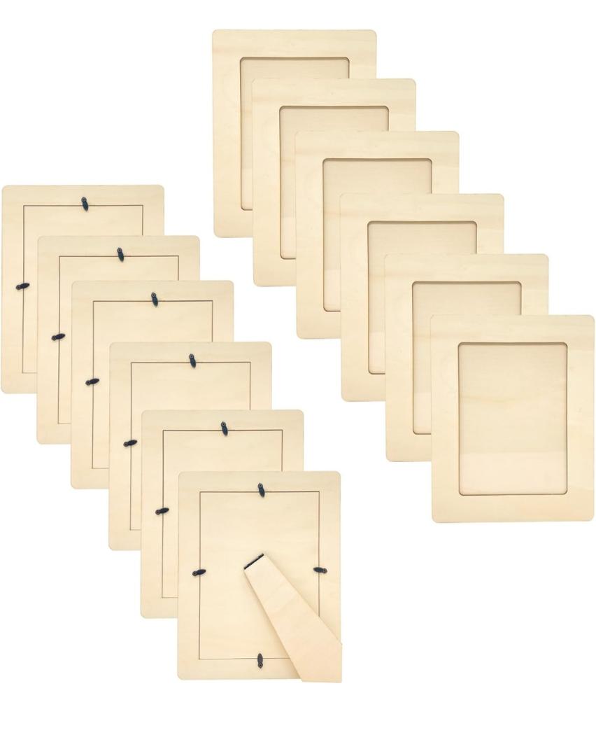 Pack of 12 Wooden Picture Frames Unfinished Wood Photos Frames 5x7 for Crafts