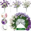 Waipfaru 20 Bundles Artificial Pansy Flowers for Outdoor, UV Resistant Faux Silk Flowers for Outdoor Planters Front Door Porch Yard Patio Window Box Home Decor (White, Purple, Light Purple)