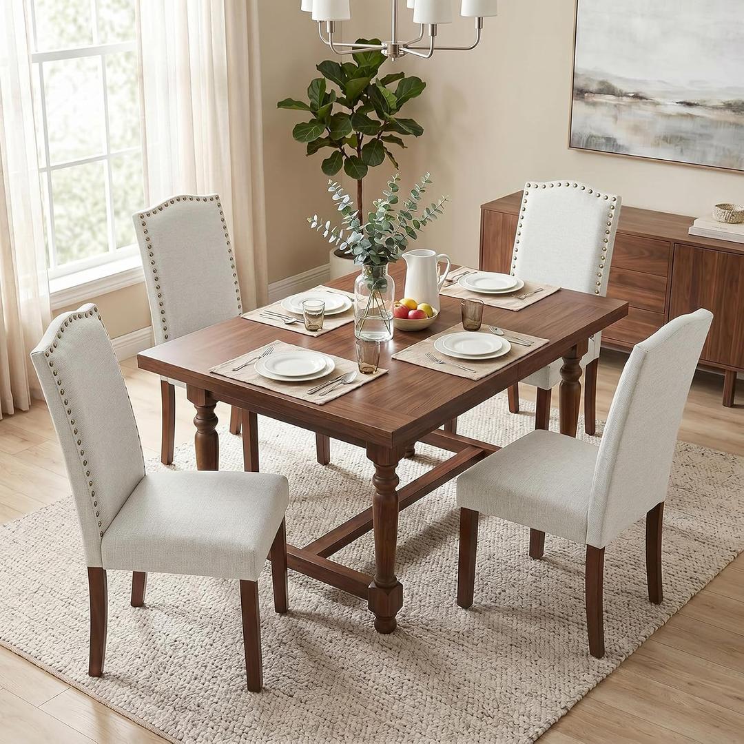 Upholstered Dining Chair Set of 4, Farmhouse Fabric Kitchen Chair, 16.14"D x 14.71"W x 36.61"H