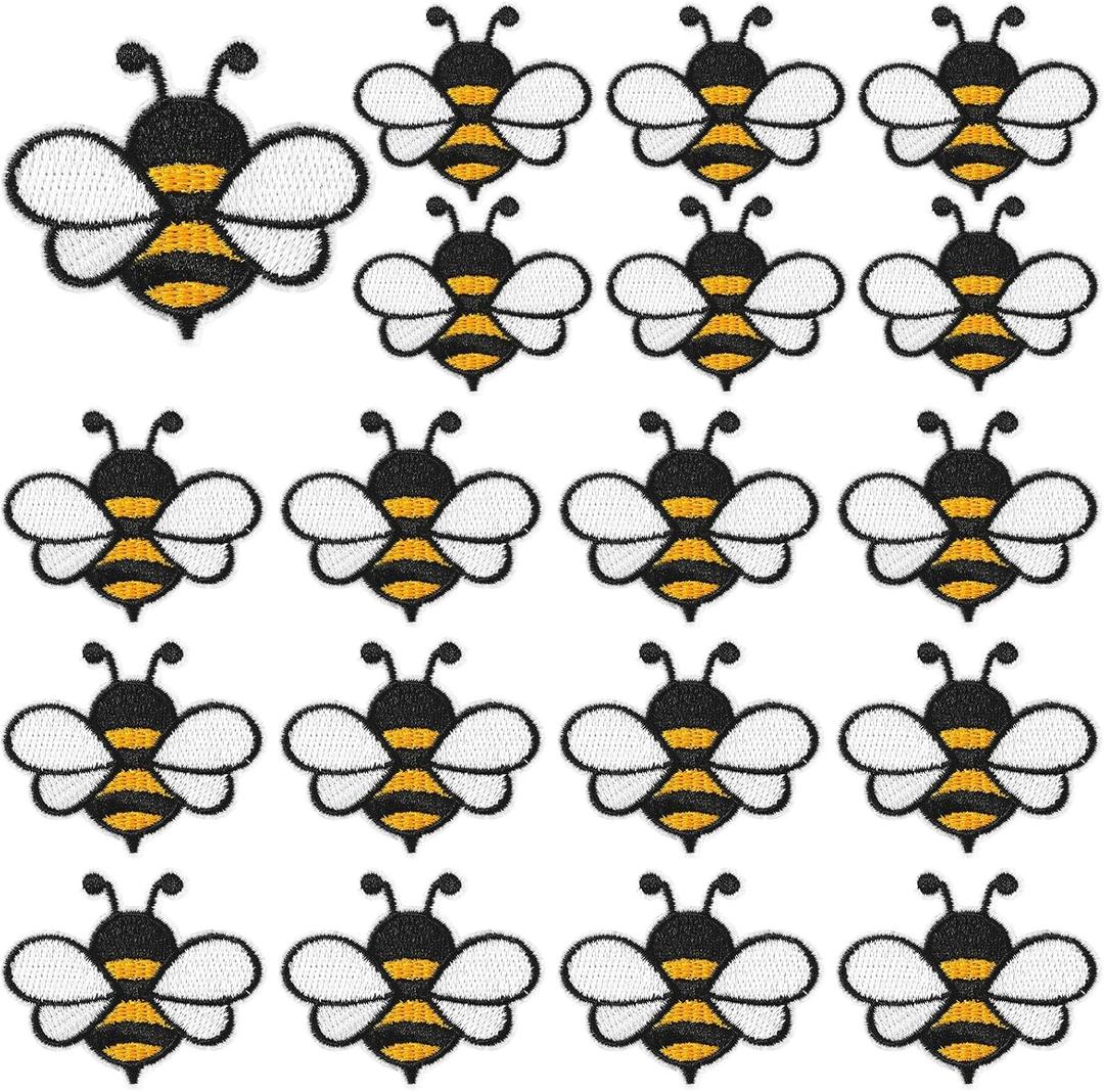 AUGSUN 30pcs Bee Iron on Patches Bee Embroidered Sew Applique Repair Patch DIY Crafts for Clothing Jacket Jeans Pants Dress Backpack Hat Bee Themed Birthday Party Decorations