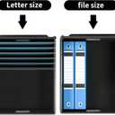 Huolewa File Organizer Box with Lid, Collapsible File Folder Organizer for Office Document Storage, Filing Box with Plastic Slide for Letter Size Hanging File Folders(1 Pack, Black)
