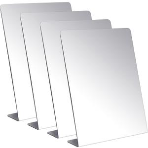 Amyhill 4 Pcs Counter Top Mirror Freestanding Single Self-Portrait Mirror Single Sided Acrylic Desk Glass for Tabletop Bedroom Office Bathroom Home Dorm (12 x 18 Inch)