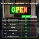 48" x 16" Large LED Open Sign for Business Smart App & Remote Control, Timer, Custom Colors & Brightness High Visibility for Storefronts, Restaurants, Bars, Salons, Cafes, Retail Shops