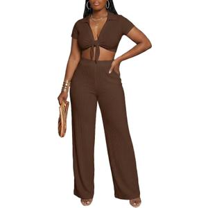 Aro Lora 2 Piece Sets for Women Going Out Wide Leg Pant Set