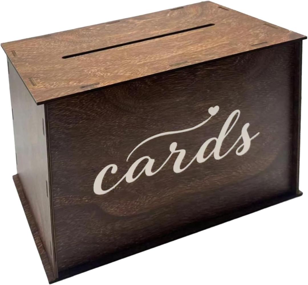 Rustic Wedding Card Box with Slotted Lid Vintage Greeting Card Holder for Guest Cards Birthday Anniversary Bridal Shower Party Decor