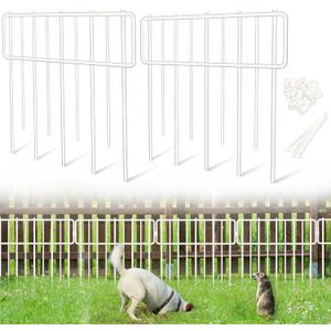 Blingluck Animal Barrier Fence, 10 Pcs Upgrade 1.26 in Gap Decorative Fences No Dig Fence for Rabbits and Dog Ground Defense, Rustproof Metal Wire Garden Edging Border for Outdoor, Yard, White (10 Panel, 10.83 Ft)
