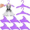 Soulchen 50 Pcs Doll Clothes Hangers for 18 Inch Dolls, Purple Plastic Clothes Hangers with Non-Slip Clips, Space-Saving Wardrobe Accessories for Gown Dress Outfit