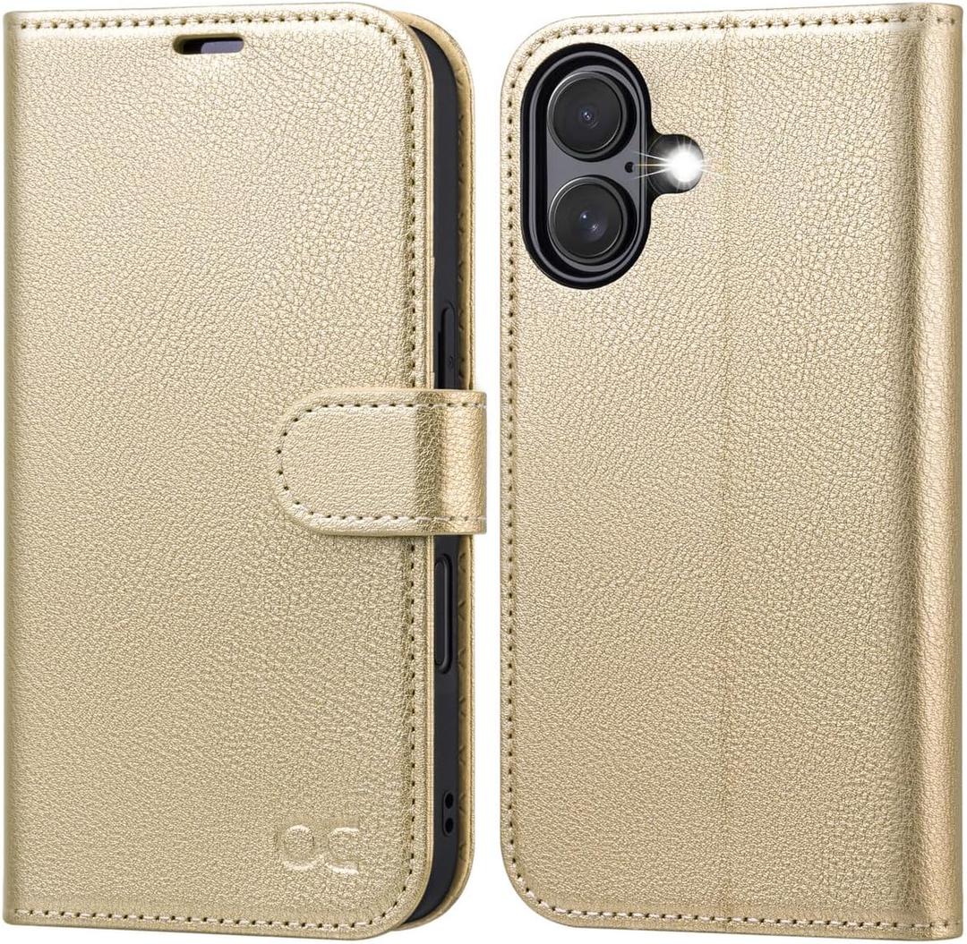 OCASE for iPhone 17 Wallet Case, PU Leather Flip Cover with Card Holder, RFID Blocking, Kickstand, Magnetic Closure, Protective Phone Case for iPhone 17 6.3-Inch 2025, Gold