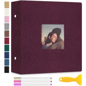 Zesthouse Photo Album Self Adhesive with Picture Display Window, 3-Ring Scrapbook Albums 60 Pages Holds 8x10 5x7 4x6 Photos, DIY Photo Book Ideal Gift for Family Wedding Baby