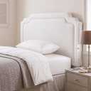 Leinuosen Dorm Twin Headboard with 2 Outlets White Leather Minimalist