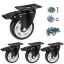 2.5" Heavy Duty Industrial Casters with Double Brake No Noise Polyurethane Wheels 4 Set 1000Lbs Capacity for Carts Workbenches Furniture (Locking Swivel Casters)